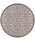 SANTA MONICA Area Rug Madrid Vintage Filigree Textured Weave Taupe/Espresso 5' Round Indoor/Outdoor Area Rug