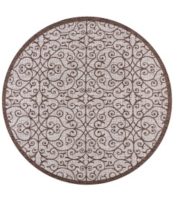 Jonathany Santa Monica SMB107C Taupe/Espresso Area Rug 5 ft. 3 in. X 5 ft. 3 in. Round
