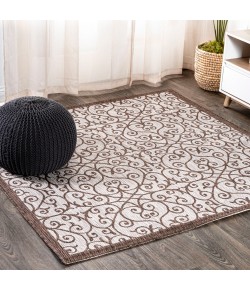 Jonathany Santa Monica SMB107C Taupe/Espresso Area Rug 5 ft. 3 in. X 5 ft. 3 in. Square
