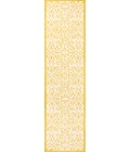 SANTA MONICA Area Rug Madrid Vintage Filigree Textured Weave Cream/Yellow 2 ft. x 10 ft. Indoor/Outdoor Runner Rug