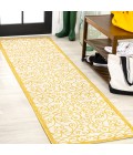 SANTA MONICA Area Rug Madrid Vintage Filigree Textured Weave Cream/Yellow 2 ft. x 10 ft. Indoor/Outdoor Runner Rug