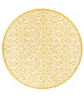 SANTA MONICA Area Rug Madrid Vintage Filigree Textured Weave Cream/Yellow 5' Round Indoor/Outdoor Area Rug
