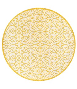 Jonathany Santa Monica SMB107D Cream/Yellow Area Rug 5 ft. 3 in. X 5 ft. 3 in. Round