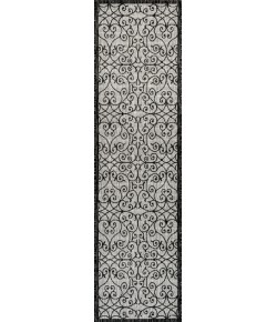Jonathany Santa Monica SMB107E Light Gray/Black Area Rug 2 ft. 2 in. X 10 ft. Runner