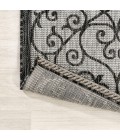 SANTA MONICA Area Rug Madrid Vintage Filigree Textured Weave Light Gray/Black 5' Square Indoor/Outdoor Area Rug