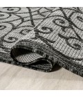 SANTA MONICA Area Rug Madrid Vintage Filigree Textured Weave Light Gray/Black 5' Square Indoor/Outdoor Area Rug