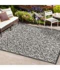 SANTA MONICA Area Rug Madrid Vintage Filigree Textured Weave Light Gray/Black 3 ft. x 5 ft. Indoor/Outdoor Area Rug