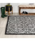 SANTA MONICA Area Rug Madrid Vintage Filigree Textured Weave Light Gray/Black 3 ft. x 5 ft. Indoor/Outdoor Area Rug