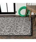 SANTA MONICA Area Rug Madrid Vintage Filigree Textured Weave Light Gray/Black 3 ft. x 5 ft. Indoor/Outdoor Area Rug