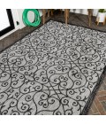 SANTA MONICA Area Rug Madrid Vintage Filigree Textured Weave Light Gray/Black 3 ft. x 5 ft. Indoor/Outdoor Area Rug