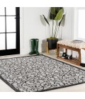 SANTA MONICA Area Rug Madrid Vintage Filigree Textured Weave Light Gray/Black 3 ft. x 5 ft. Indoor/Outdoor Area Rug