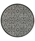 SANTA MONICA Area Rug Madrid Vintage Filigree Textured Weave Light Gray/Black 5' Round Indoor/Outdoor Area Rug