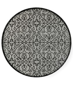 Jonathany Santa Monica SMB107E Light Gray/Black Area Rug 5 ft. 3 in. X 5 ft. 3 in. Round