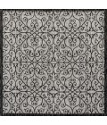 SANTA MONICA Area Rug Madrid Vintage Filigree Textured Weave Light Gray/Black 5' Square Indoor/Outdoor Area Rug