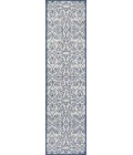 SANTA MONICA Area Rug Madrid Vintage Filigree Textured Weave Blue/Cream 2 ft. x 8 ft. Indoor/Outdoor Runner Rug