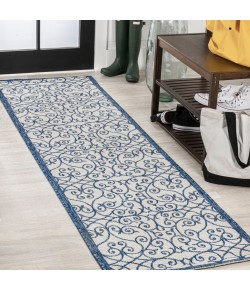 Jonathany Santa Monica SMB107F Blue/Cream Area Rug 2 ft. 2 in. X 8 ft. Runner