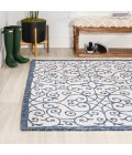 SANTA MONICA Area Rug Madrid Vintage Filigree Textured Weave Blue/Cream 8 ft. x 10 ft. Indoor/Outdoor Area Rug