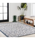 SANTA MONICA Area Rug Madrid Vintage Filigree Textured Weave Blue/Cream 8 ft. x 10 ft. Indoor/Outdoor Area Rug