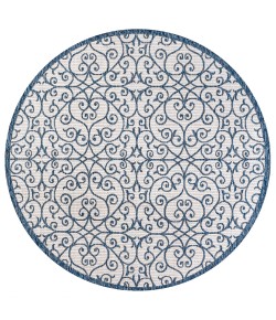 Jonathany Santa Monica SMB107F Blue/Cream Area Rug 5 ft. 3 in. X 5 ft. 3 in. Round