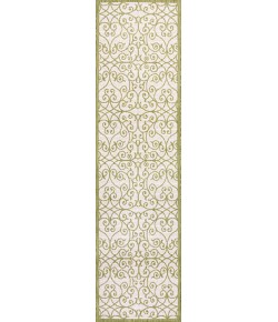 Jonathany Santa Monica SMB107H Green/Cream Area Rug 2 ft. 2 in. X 10 ft. Runner