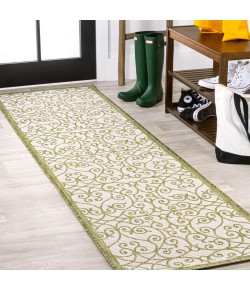 Jonathany Santa Monica SMB107H Green/Cream Area Rug 2 ft. 2 in. X 10 ft. Runner