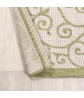 SANTA MONICA Area Rug Madrid Vintage Filigree Textured Weave Green/Cream 2 ft. x 10 ft. Indoor/Outdoor Runner Rug