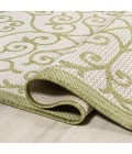 SANTA MONICA Area Rug Madrid Vintage Filigree Textured Weave Green/Cream 2 ft. x 10 ft. Indoor/Outdoor Runner Rug