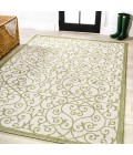 SANTA MONICA Area Rug Madrid Vintage Filigree Textured Weave Green/Cream 4 ft. x 6 ft. Indoor/Outdoor Area Rug
