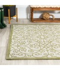 SANTA MONICA Area Rug Madrid Vintage Filigree Textured Weave Green/Cream 4 ft. x 6 ft. Indoor/Outdoor Area Rug
