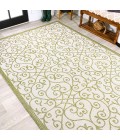 SANTA MONICA Area Rug Madrid Vintage Filigree Textured Weave Green/Cream 4 ft. x 6 ft. Indoor/Outdoor Area Rug
