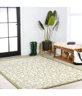 SANTA MONICA Area Rug Madrid Vintage Filigree Textured Weave Green/Cream 4 ft. x 6 ft. Indoor/Outdoor Area Rug