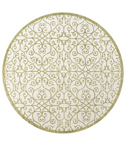 Jonathany Santa Monica SMB107H Green/Cream Area Rug 5 ft. 3 in. X 5 ft. 3 in. Round