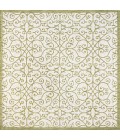 Madrid Vintage Filigree Textured Weave Green/Cream 5' Square Indoor/Outdoor Area Rug