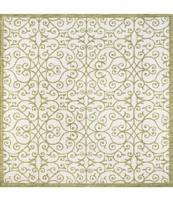 Jonathany Santa Monica SMB107H Green/Cream Area Rug 5 ft. 3 in. X 5 ft. 3 in. Square