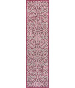Jonathany Santa Monica SMB107I Light Gray/Fuchsia Area Rug 2 ft. 2 in. X 10 ft. Runner