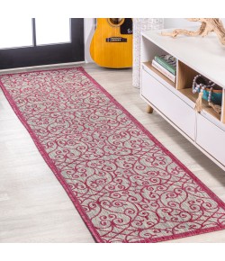 Jonathany Santa Monica SMB107I Light Gray/Fuchsia Area Rug 2 ft. 2 in. X 10 ft. Runner