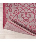 Madrid Vintage Filigree Textured Weave Light Gray/Fuchsia 5' Round Indoor/Outdoor Area Rug