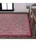 Madrid Vintage Filigree Textured Weave Light Gray/Fuchsia 4 ft. x 6 ft. Indoor/Outdoor Area Rug