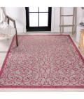 Madrid Vintage Filigree Textured Weave Light Gray/Fuchsia 4 ft. x 6 ft. Indoor/Outdoor Area Rug