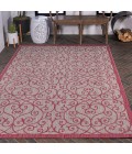 Madrid Vintage Filigree Textured Weave Light Gray/Fuchsia 4 ft. x 6 ft. Indoor/Outdoor Area Rug