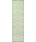 SANTA MONICA Area Rug Madrid Vintage Filigree Textured Weave Cream/Green 2 ft. x 10 ft. Indoor/Outdoor Runner Rug