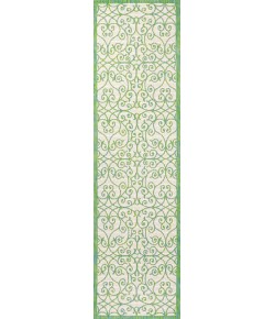 Jonathany Santa Monica SMB107J Cream/Green Area Rug 2 ft. 2 in. X 10 ft. Runner