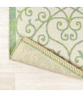 Madrid Vintage Filigree Textured Weave Cream/Green 5' Round Indoor/Outdoor Area Rug