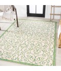 SANTA MONICA Area Rug Madrid Vintage Filigree Textured Weave Cream/Green 5 ft. x 8 ft. Indoor/Outdoor Area Rug