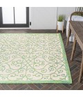 SANTA MONICA Area Rug Madrid Vintage Filigree Textured Weave Cream/Green 5 ft. x 8 ft. Indoor/Outdoor Area Rug