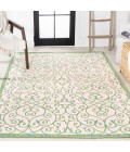 SANTA MONICA Area Rug Madrid Vintage Filigree Textured Weave Cream/Green 5 ft. x 8 ft. Indoor/Outdoor Area Rug