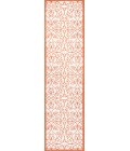 SANTA MONICA Area Rug Madrid Vintage Filigree Textured Weave Cream/Orange 2 ft. x 8 ft. Indoor/Outdoor Runner Rug