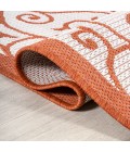 SANTA MONICA Area Rug Madrid Vintage Filigree Textured Weave Cream/Orange 5' Square Indoor/Outdoor Area Rug