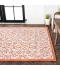 SANTA MONICA Area Rug Madrid Vintage Filigree Textured Weave Cream/Orange 5 ft. x 8 ft. Indoor/Outdoor Area Rug