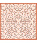 SANTA MONICA Area Rug Madrid Vintage Filigree Textured Weave Cream/Orange 5' Square Indoor/Outdoor Area Rug